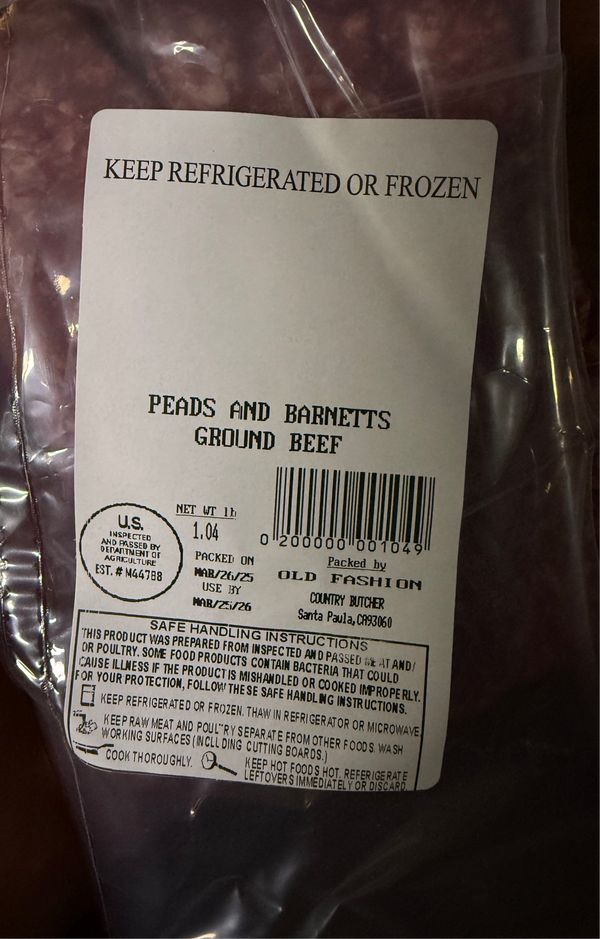 Ground Beef from Peads and Barnetts - 1 pound