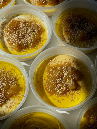 Hummus from Social Hummus - Classic OG, Black Sesame, Apple Chutney & Honey